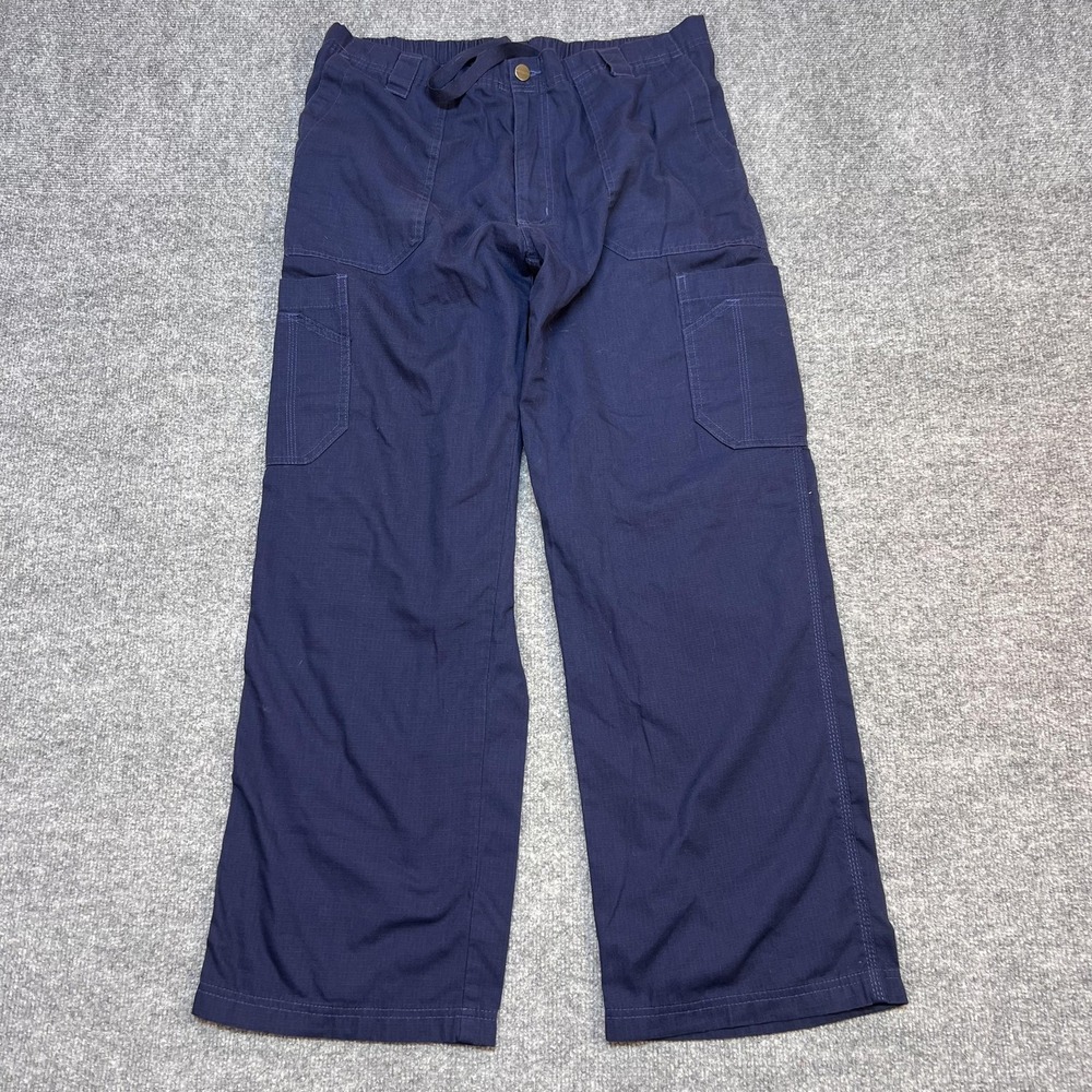 Carhartt Pants Mens Large Blue Cargo Relaxed Fit Elastic Waist Workwear Casual